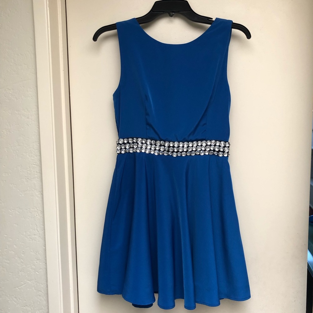 Cobalt Blue Skater Dress with Jewels